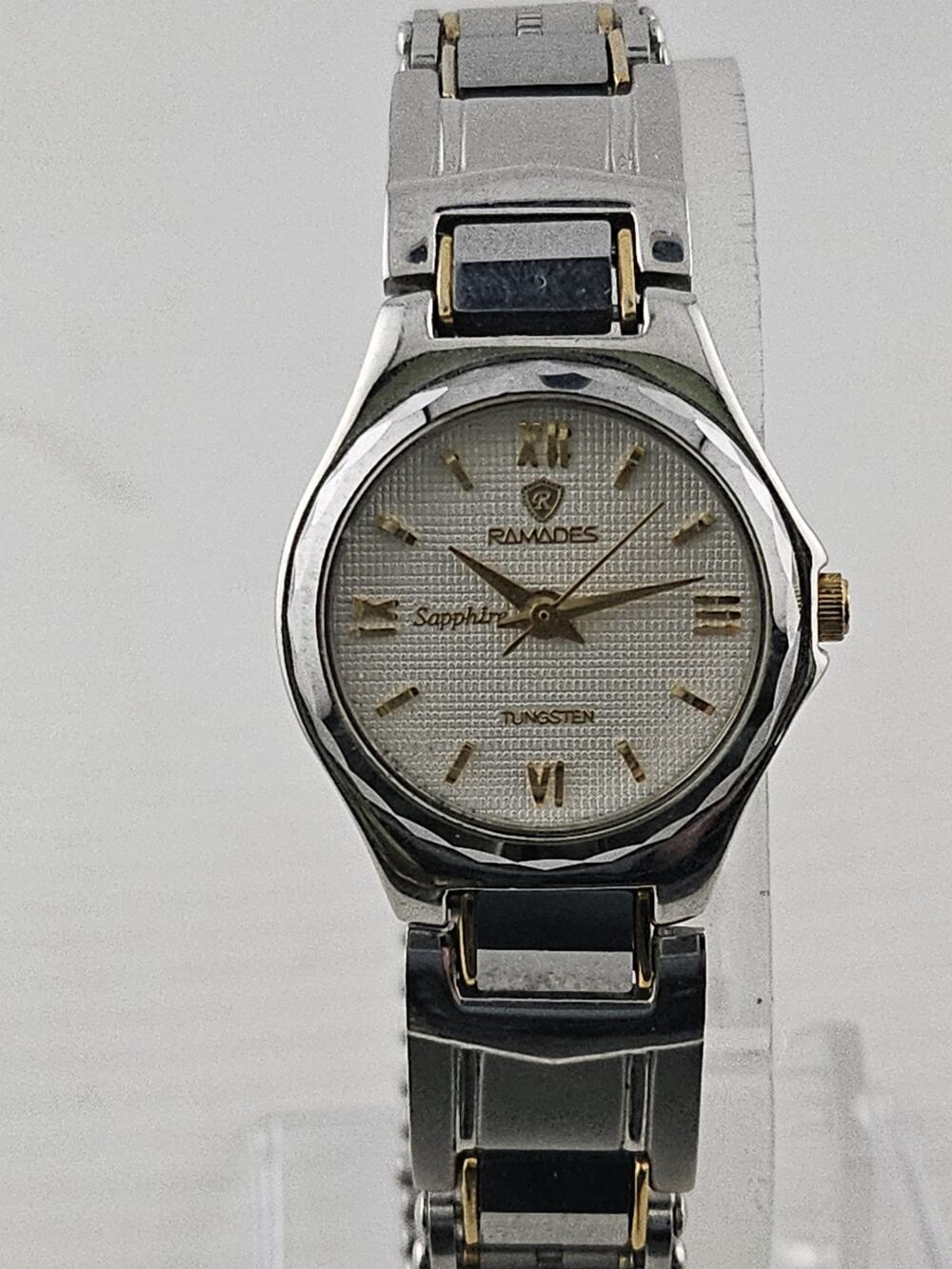Rare Ladies Ramades Tungsten Band New Battery Sapphire Watch Very Nice Runs